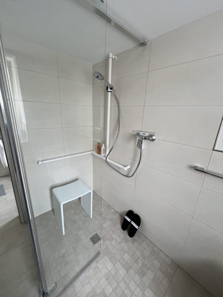 bodengleiche Dusche mit Haltestangen